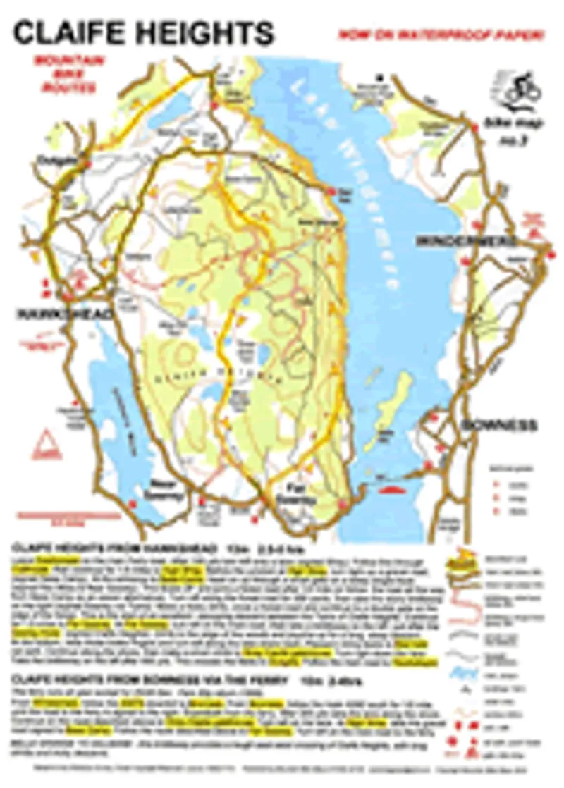 Bike Routes Map No.3 - Claife Heights: Routes From Ambleside Windermere Bowness Hawkshead